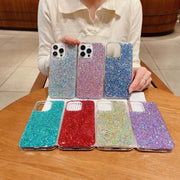 For iPhone 16e Glitter Sequins Epoxy TPU Phone Case(Blue)
