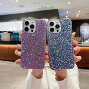 For iPhone 16e Glitter Sequins Epoxy TPU Phone Case(Blue)