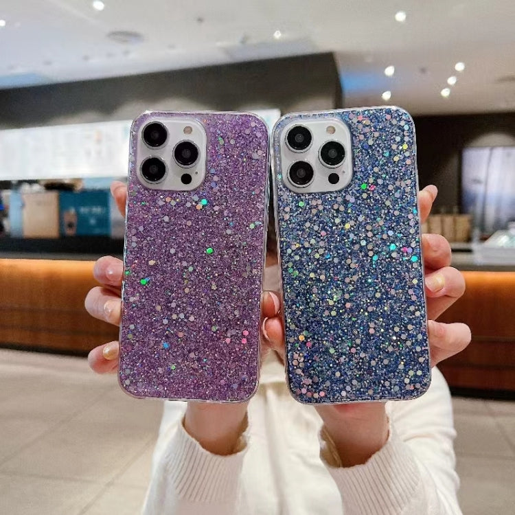 For iPhone 16e Glitter Sequins Epoxy TPU Phone Case(Blue)
