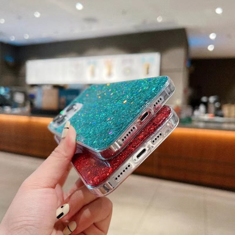 For iPhone 16e Glitter Sequins Epoxy TPU Phone Case(Blue)