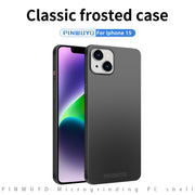 For iPhone 15 PINWUYO Micro-Frosted PC Ultra-thin Hard Phone Case with Magsafe Magnetic Ring(Blue)