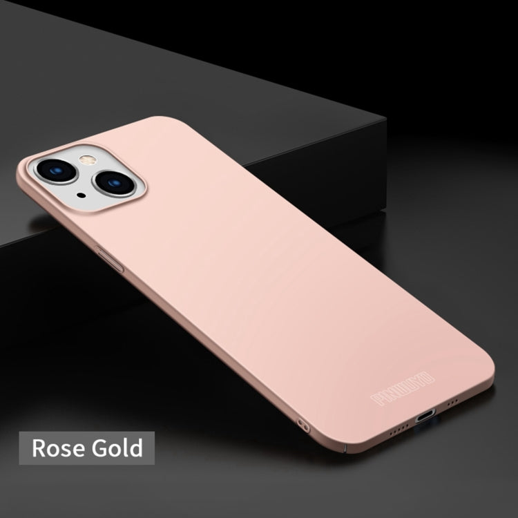 For iPhone 15 PINWUYO Micro-Frosted PC Ultra-thin Hard Phone Case with Magsafe Magnetic Ring(Rose Gold)