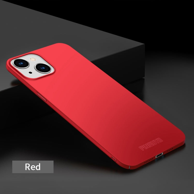 For iPhone 15 Plus PINWUYO Micro-Frosted PC Ultra-thin Hard Phone Case with Magsafe Magnetic Ring(Red)