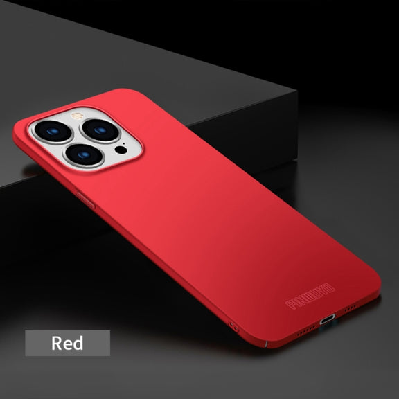 For iPhone 15 Pro Max PINWUYO Micro-Frosted PC Ultra-thin Hard Phone Case with Magsafe Magnetic Ring(Red)