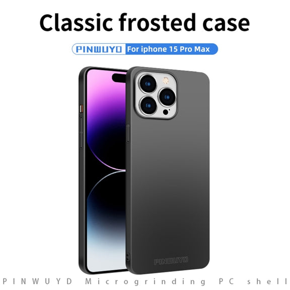 For iPhone 15 Pro Max PINWUYO Micro-Frosted PC Ultra-thin Hard Phone Case with Magsafe Magnetic Ring(Red)