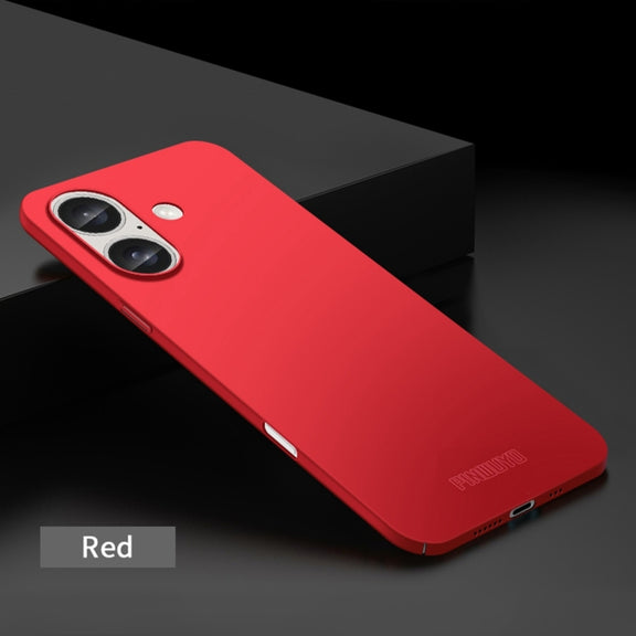 For iPhone 16 PINWUYO Micro-Frosted PC Ultra-thin Hard Phone Case with Magsafe Magnetic Ring(Red)