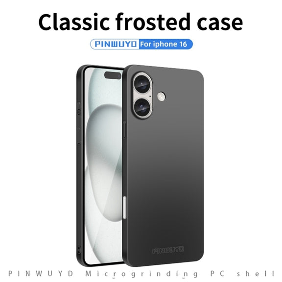For iPhone 16 PINWUYO Micro-Frosted PC Ultra-thin Hard Phone Case with Magsafe Magnetic Ring(Red)