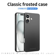 For iPhone 16 PINWUYO Micro-Frosted PC Ultra-thin Hard Phone Case with Magsafe Magnetic Ring(Gold)