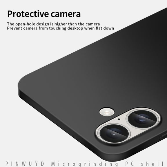 For iPhone 16 Plus PINWUYO Micro-Frosted PC Ultra-thin Hard Phone Case with Magsafe Magnetic Ring(Black)