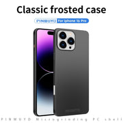 For iPhone 16 Pro PINWUYO Micro-Frosted PC Ultra-thin Hard Phone Case with Magsafe Magnetic Ring(Gold)
