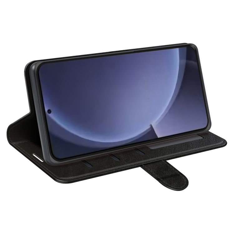 For Samsung Galaxy S25+ 5G R64 Texture Horizontal Flip Leather Phone Case(Black) - Galaxy S25+ 5G Cases by PMC Jewellery | Online Shopping South Africa | PMC Jewellery | Buy Now Pay Later Mobicred