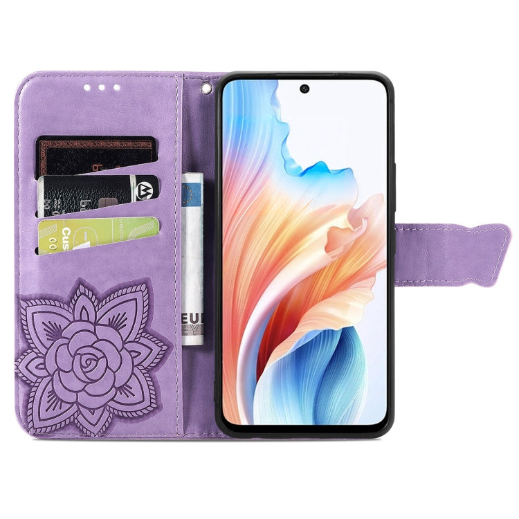 For OPPO A79 5G / A2 5G Butterfly Love Flower Embossed Leather Phone Case(Light Purple) - OPPO Cases by PMC TechLife | Online Shopping South Africa | PMC TechLife