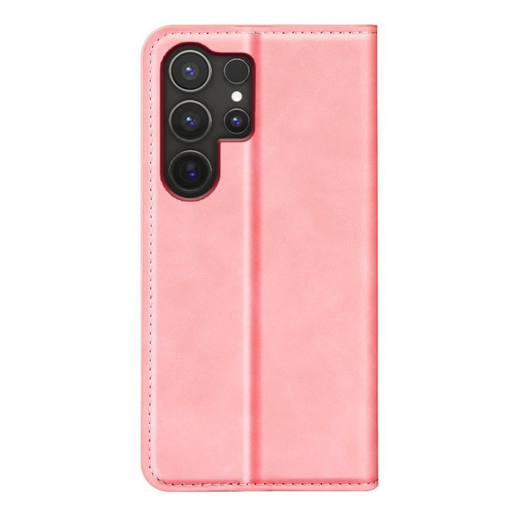 For Samsung Galaxy S25 Ultra 5G Retro-skin Magnetic Suction Leather Phone Case(Pink) - Galaxy S25 Ultra 5G Cases by PMC Jewellery | Online Shopping South Africa | PMC Jewellery | Buy Now Pay Later Mobicred