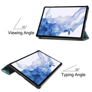 For Samsung Galaxy Tab S9 JUNSUNMAY Custer Painted 3-Fold Stand Leather Smart Tablet Case(Apricot Flower)