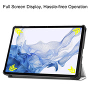 For Samsung Galaxy Tab S9 JUNSUNMAY Custer Painted 3-Fold Stand Leather Smart Tablet Case(Lazy Cat)