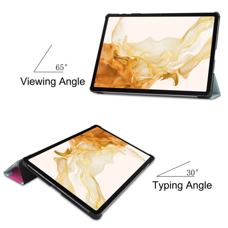 For Samsung Galaxy Tab S9+ JUNSUNMAY Custer Painted 3-Fold Stand Leather Smart Tablet Case(Unicorn)