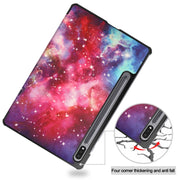 For Samsung Galaxy Tab S9+ JUNSUNMAY Custer Painted 3-Fold Stand Leather Smart Tablet Case(Galaxy)