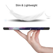 For Samsung Galaxy Tab S9+ JUNSUNMAY Custer Painted 3-Fold Stand Leather Smart Tablet Case(Galaxy)