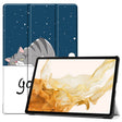 For Samsung Galaxy Tab S9+ JUNSUNMAY Custer Painted 3-Fold Stand Leather Smart Tablet Case(Lazy Cat) - Galaxy Tab S9+ Cases by JUNSUNMAY | Online Shopping South Africa | PMC TechLife | Buy Now Pay Later Mobicred