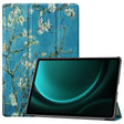 For Samsung Galaxy Tab S9 FE+ 12.4 JUNSUNMAY Custer Painted 3-Fold Stand Leather Smart Tablet Case(Apricot Flower) - Galaxy Tab S9 FE+ by JUNSUNMAY | Online Shopping South Africa | PMC TechLife | Buy Now Pay Later Mobicred