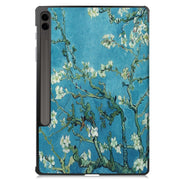 For Samsung Galaxy Tab S9 FE+ 12.4 JUNSUNMAY Custer Painted 3-Fold Stand Leather Smart Tablet Case(Apricot Flower)