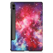 For Samsung Galaxy Tab S9 FE+ 12.4 JUNSUNMAY Custer Painted 3-Fold Stand Leather Smart Tablet Case(Galaxy)