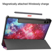 For Samsung Galaxy Tab S9 FE+ 12.4 JUNSUNMAY Custer Painted 3-Fold Stand Leather Smart Tablet Case(Galaxy)