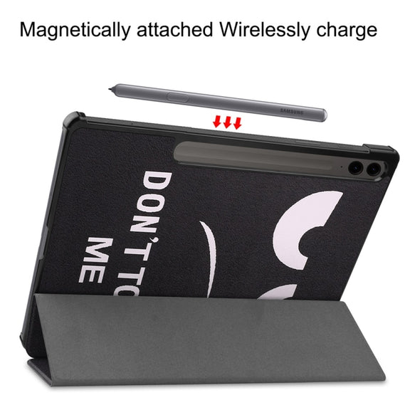 For Samsung Galaxy Tab S9 FE+ 12.4 JUNSUNMAY Custer Painted 3-Fold Stand Leather Smart Tablet Case(Big Eye)