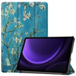 For Samsung Galaxy Tab S9 FE 10.9 JUNSUNMAY Custer Painted 3-Fold Stand Leather Smart Tablet Case(Apricot Flower) - Galaxy Tab S9 FE by JUNSUNMAY | Online Shopping South Africa | PMC TechLife | Buy Now Pay Later Mobicred