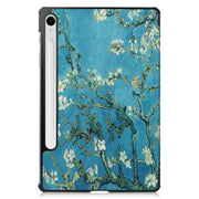 For Samsung Galaxy Tab S9 FE 10.9 JUNSUNMAY Custer Painted 3-Fold Stand Leather Smart Tablet Case(Apricot Flower)