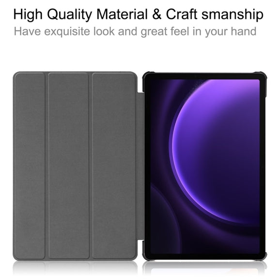 For Samsung Galaxy Tab S9 FE 10.9 JUNSUNMAY Custer Painted 3-Fold Stand Leather Smart Tablet Case(Apricot Flower)