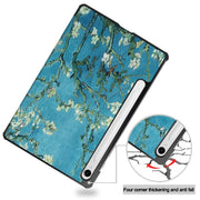 For Samsung Galaxy Tab S9 FE 10.9 JUNSUNMAY Custer Painted 3-Fold Stand Leather Smart Tablet Case(Apricot Flower)