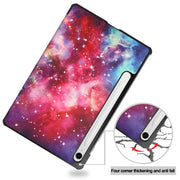 For Samsung Galaxy Tab S9 FE 10.9 JUNSUNMAY Custer Painted 3-Fold Stand Leather Smart Tablet Case(Galaxy)