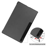 For Samsung Galaxy Tab S9 Ultra JUNSUNMAY Custer Solid Color 3-Fold Stand Leather Smart Tablet Case(Grey)