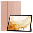 For Samsung Galaxy Tab S9+ JUNSUNMAY Custer Solid Color 3-Fold Stand Leather Smart Tablet Case(Rose Gold) - Galaxy Tab S9+ Cases by JUNSUNMAY | Online Shopping South Africa | PMC TechLife | Buy Now Pay Later Mobicred