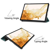 For Samsung Galaxy Tab S9+ JUNSUNMAY Custer Solid Color 3-Fold Stand Leather Smart Tablet Case(Dark Green)