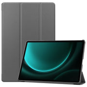 For Samsung Galaxy Tab S9 FE+ 12.4 JUNSUNMAY Custer Solid Color 3-Fold Stand Leather Smart Tablet Case(Grey)