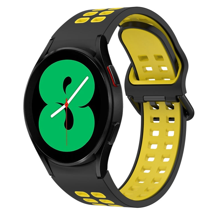 For Samsung Galaxy Watch 4 40mm Two-Color Breathable Silicone Watch Band(Black + Yellow) - Watch Bands by PMC TechLife | Online Shopping South Africa | PMC TechLife