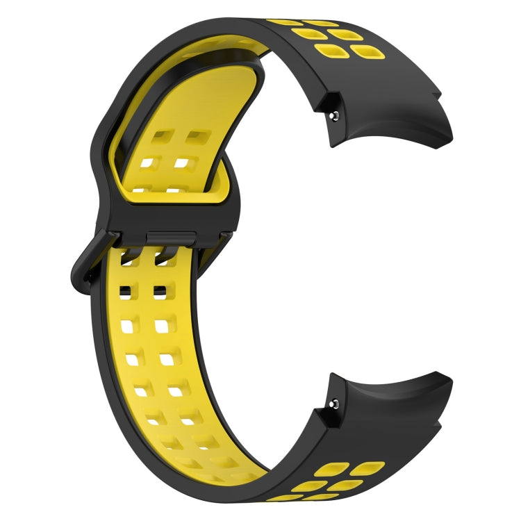 For Samsung Galaxy Watch 4 40mm Two-Color Breathable Silicone Watch Band(Black + Yellow) - Watch Bands by PMC TechLife | Online Shopping South Africa | PMC TechLife