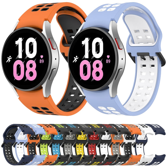For Samsung  Galaxy Watch 4 Classic 42mm Two-Color Breathable Silicone Watch Band(Light Blue + White)