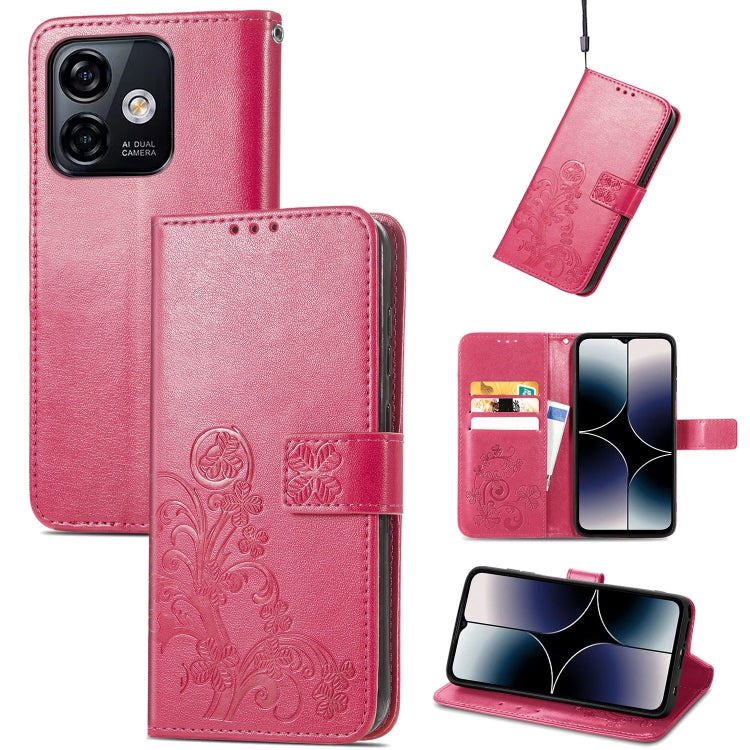 For Ulefone Note 16 Pro Four-leaf Clasp Embossed Buckle Leather Phone Case(Magent) - Ulefone Cases by PMC TechLife | Online Shopping South Africa | PMC TechLife | Buy Now Pay Later Mobicred