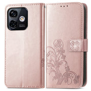 For Ulefone Note 16 Pro Four-leaf Clasp Embossed Buckle Leather Phone Case(Rose Gold)