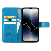 For Ulefone Note 16 Pro Four-leaf Clasp Embossed Buckle Leather Phone Case(Blue)