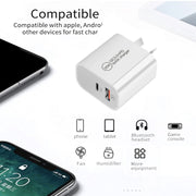 PD30W USB-C / Type-C + QC3.0 USB Dual Port Charger with 1m Type-C to 8 Pin Data Cable, AU Plug
