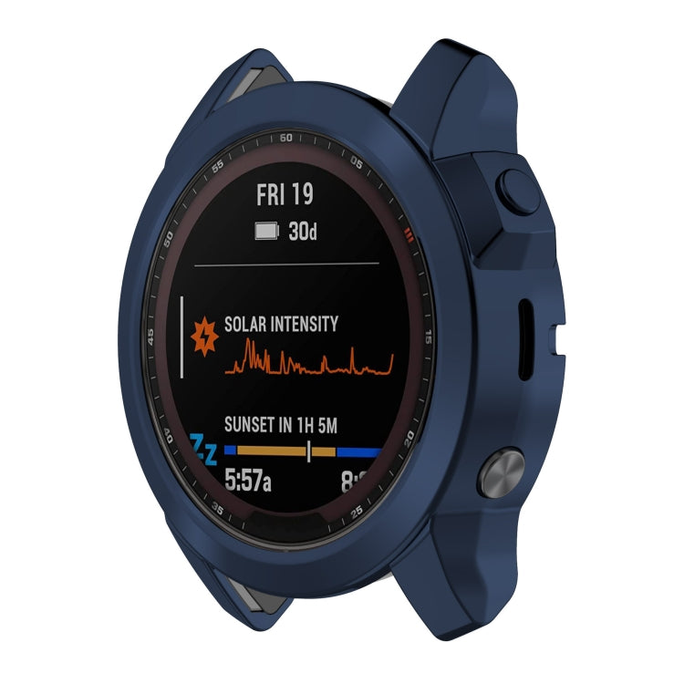 For Garmin Fenix 7X Pro Half Package Electroplated TPU Watch Protective Case(Blue) - Watch Cases by PMC TechLife | Online Shopping South Africa | PMC TechLife