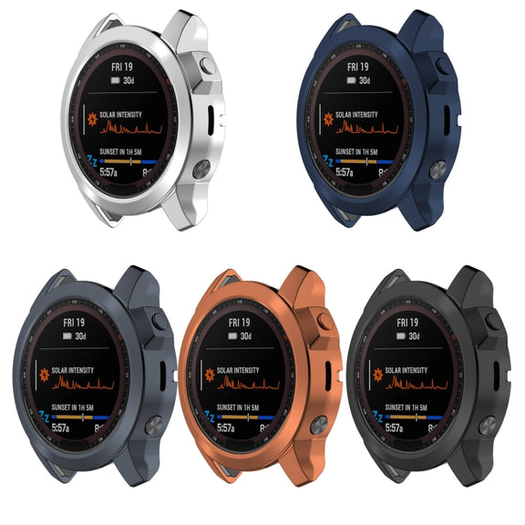For Garmin Fenix 7S Pro Half Package Electroplated TPU Watch Protective Case(Black)