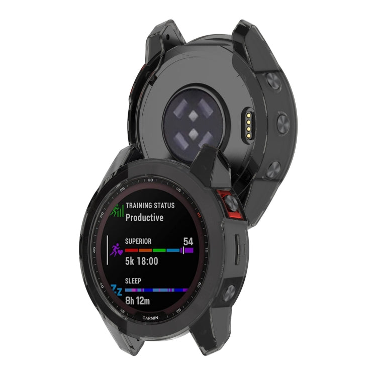 For Garmin Fenix 7X Pro Half-Package TPU Watch Protective Case(Transparent Black)