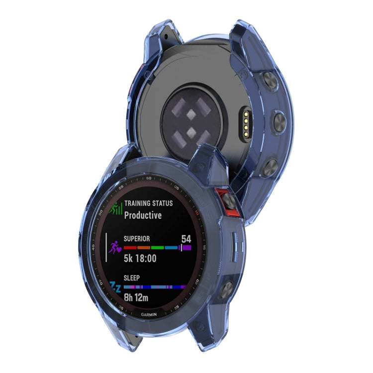 For Garmin Fenix 7 Pro Half-Package TPU Watch Protective Case(Transparent Blue) - Watch Cases by PMC TechLife | Online Shopping South Africa | PMC TechLife | Buy Now Pay Later Mobicred