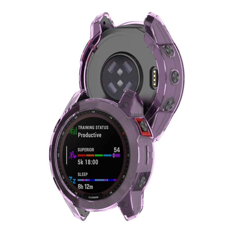 For Garmin Fenix 7 Pro Half-Package TPU Watch Protective Case(Transparent Purple) - Watch Cases by PMC TechLife | Online Shopping South Africa | PMC TechLife | Buy Now Pay Later Mobicred