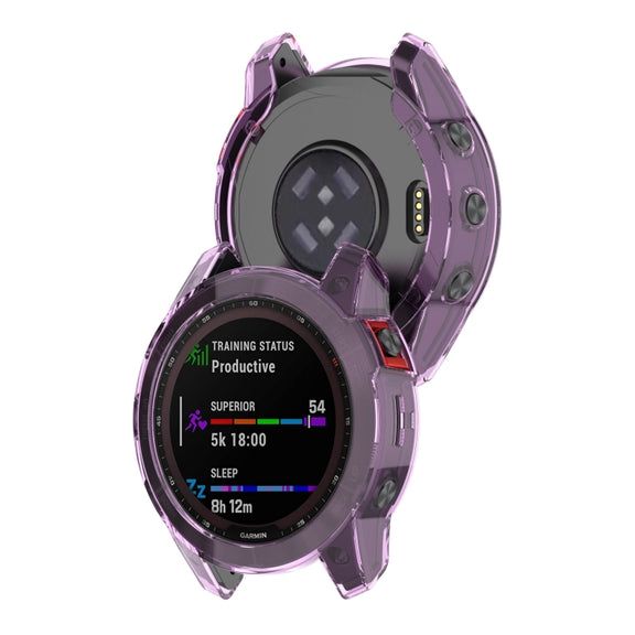 For Garmin Fenix 7 Pro Half-Package TPU Watch Protective Case(Transparent Purple)